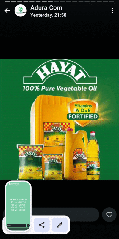 PURE VEGETABLE OIL BY ADURA COMPANY LIMITED